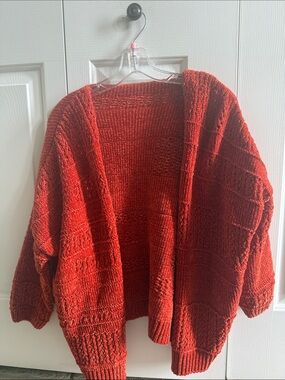 Chunky Knit Cardigan Sweater - Burnt Orange OS